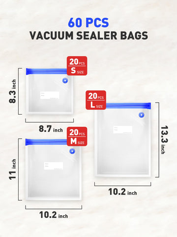 ZABINS bags in S, M, L sizes for versatile portioning and space-saving storage.