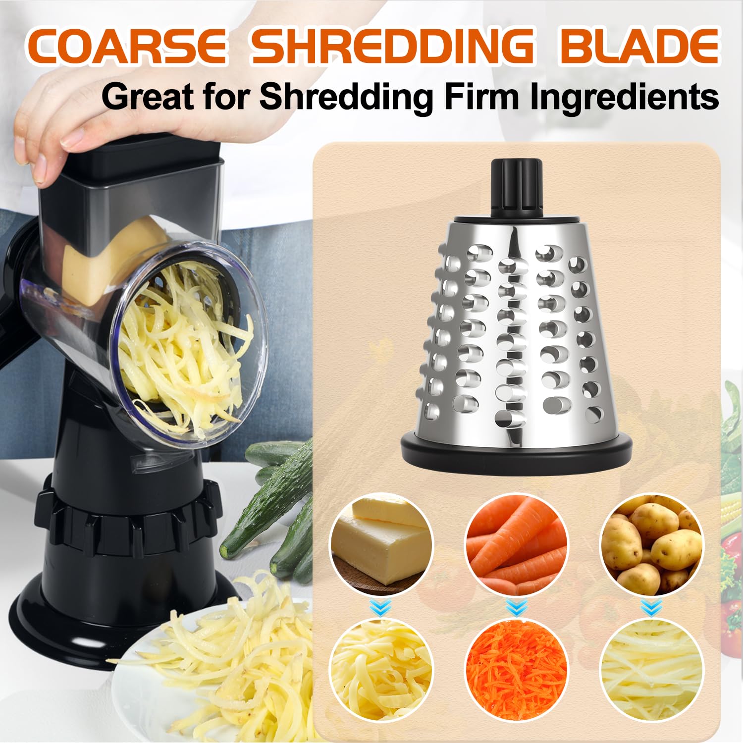 ZABINS built-in food pusher keeps fingers safe during prep