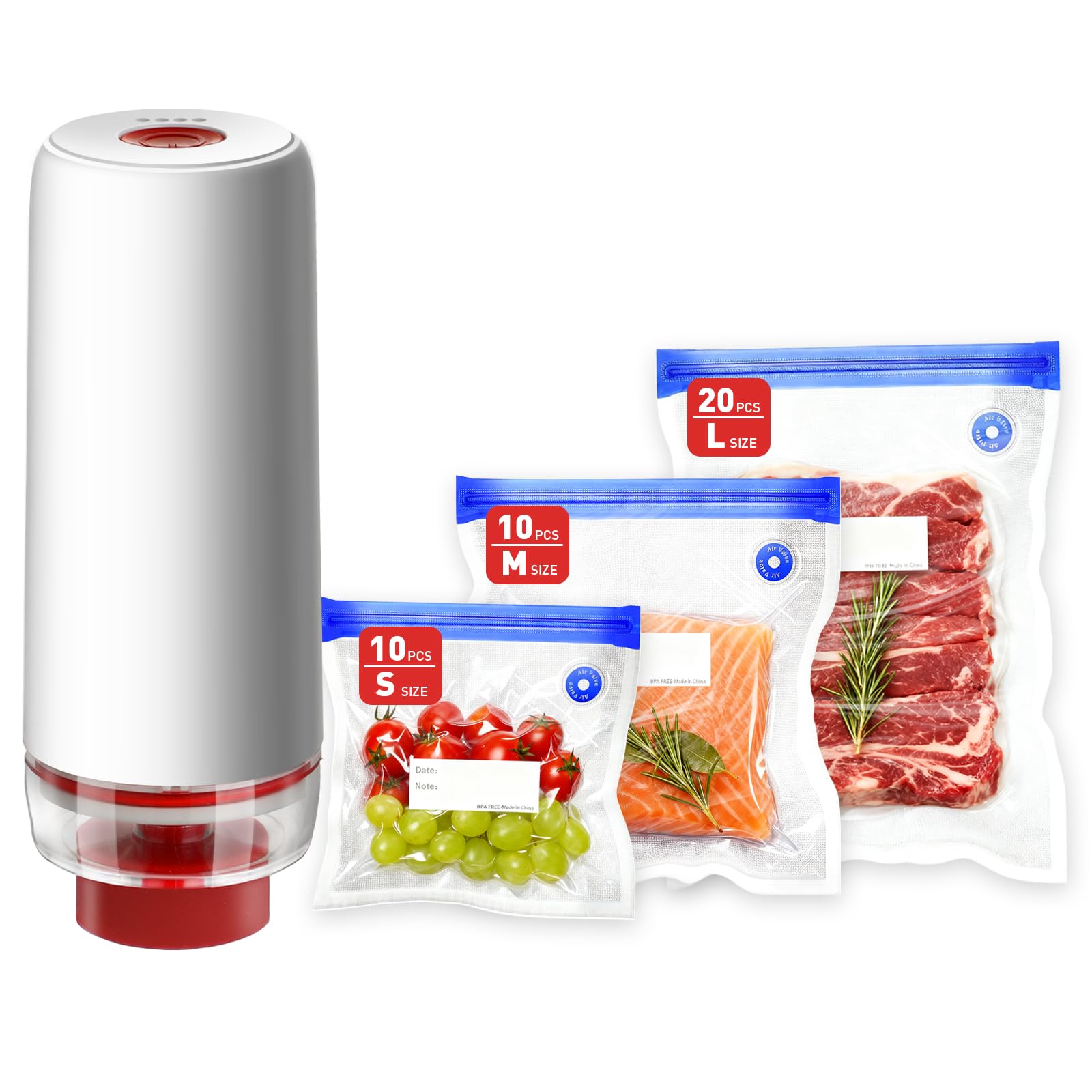 ZABINS portable vacuum sealer set in hand, showcasing cordless design for quick freshness.