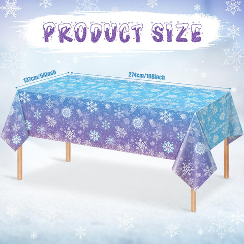Zachely 54x108 blue-purple snowflake tablecloth protects tables during Christmas celebrations