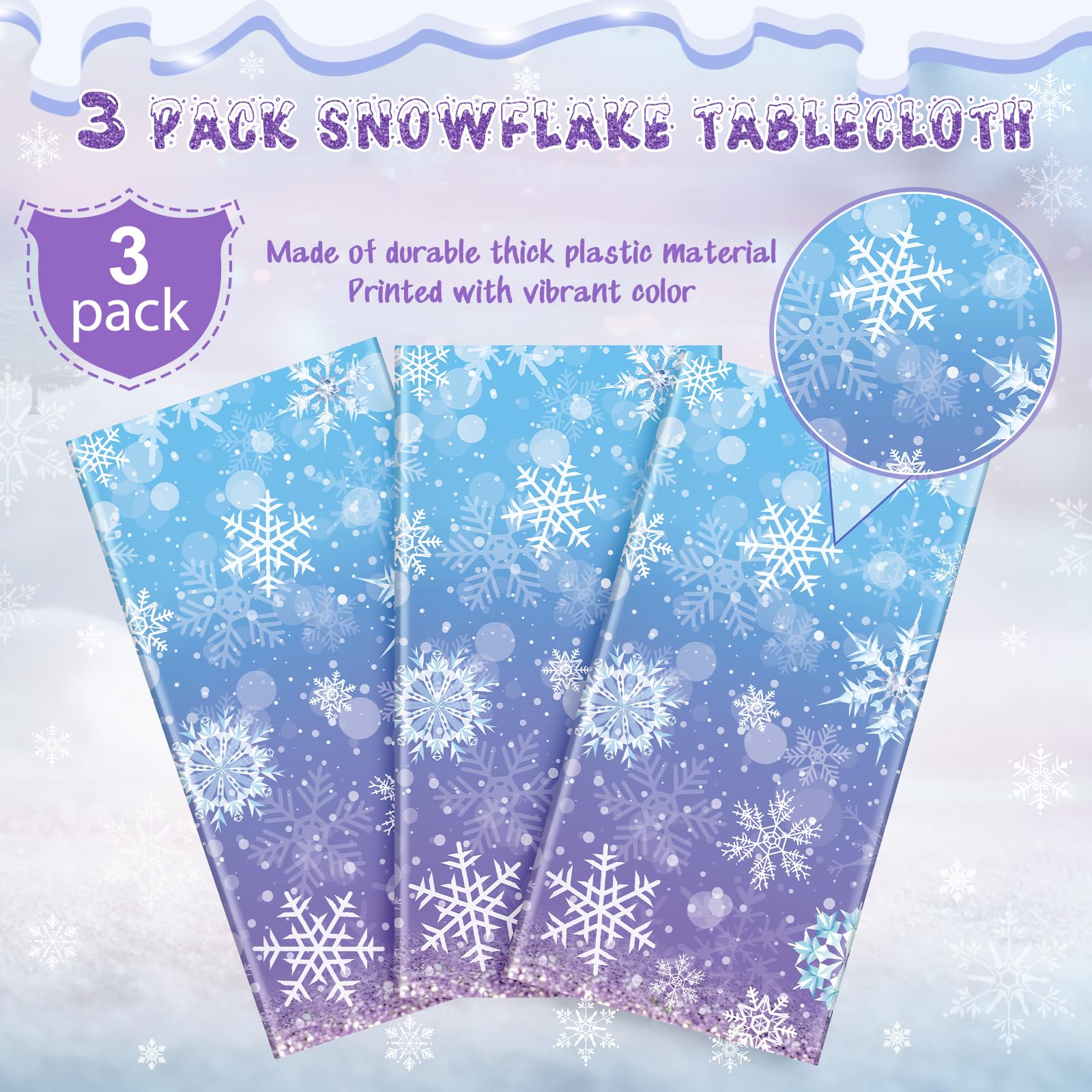 Zachely snowflake pattern close-up in blue purple adds depth to winter decor