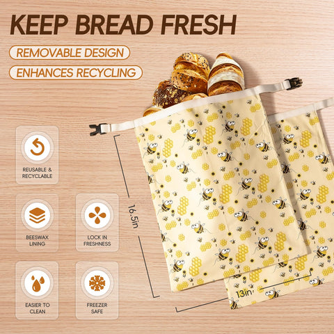 Zackoo beeswax bread bag freezer-friendly design preserves bread texture when frozen.