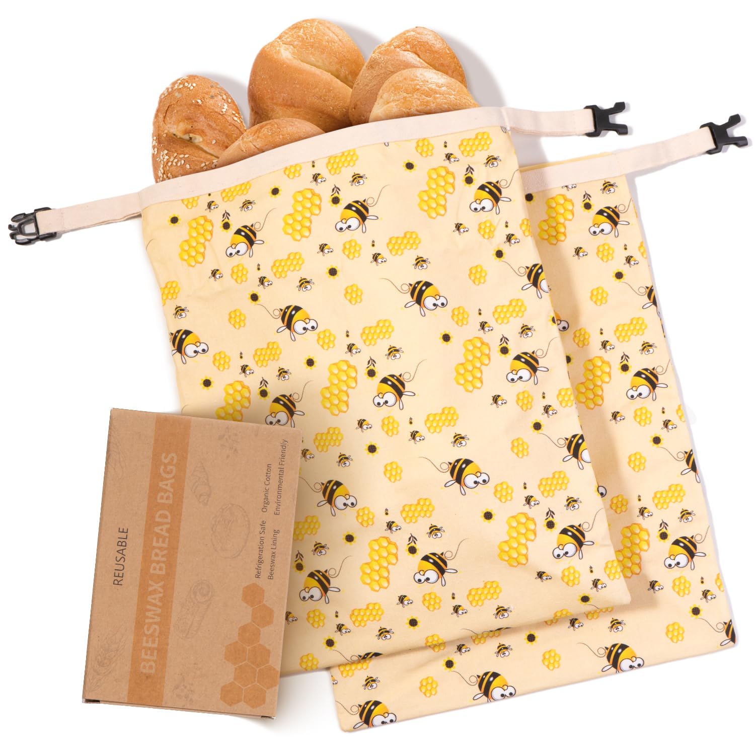 Zackoo beeswax bread bag with removable lining for easy replacement and long-lasting freshness.