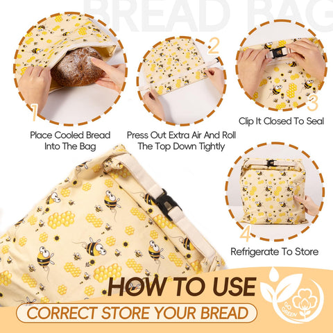 Zackoo bread bag serves as a shopping bag with a secure clasp.