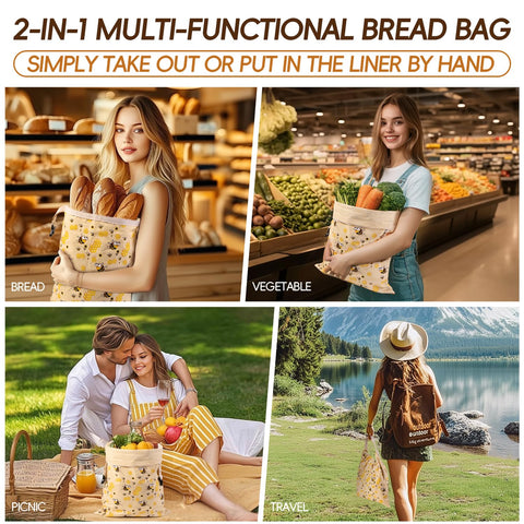 Zackoo bread bag measures 13 by 16.5 inches for versatile loaf storage.