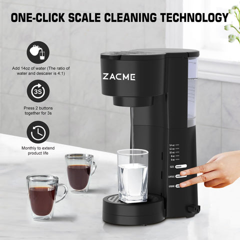 ZACME adjustable drip tray accommodates travel mugs and tall cups.