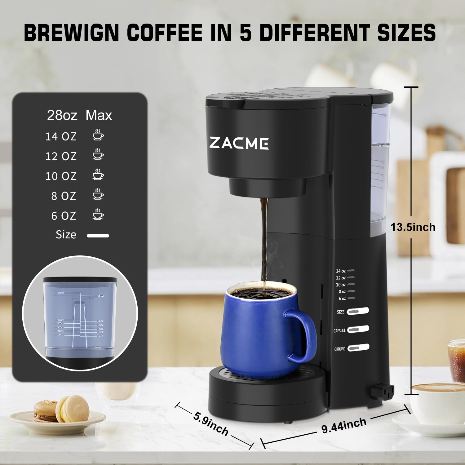 ZACME milk frother producing creamy foam for cappuccinos and lattes at home.
