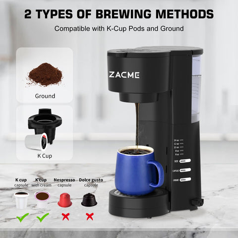 ZACME built-in grinder with adjustable settings for fresh bean flavor.