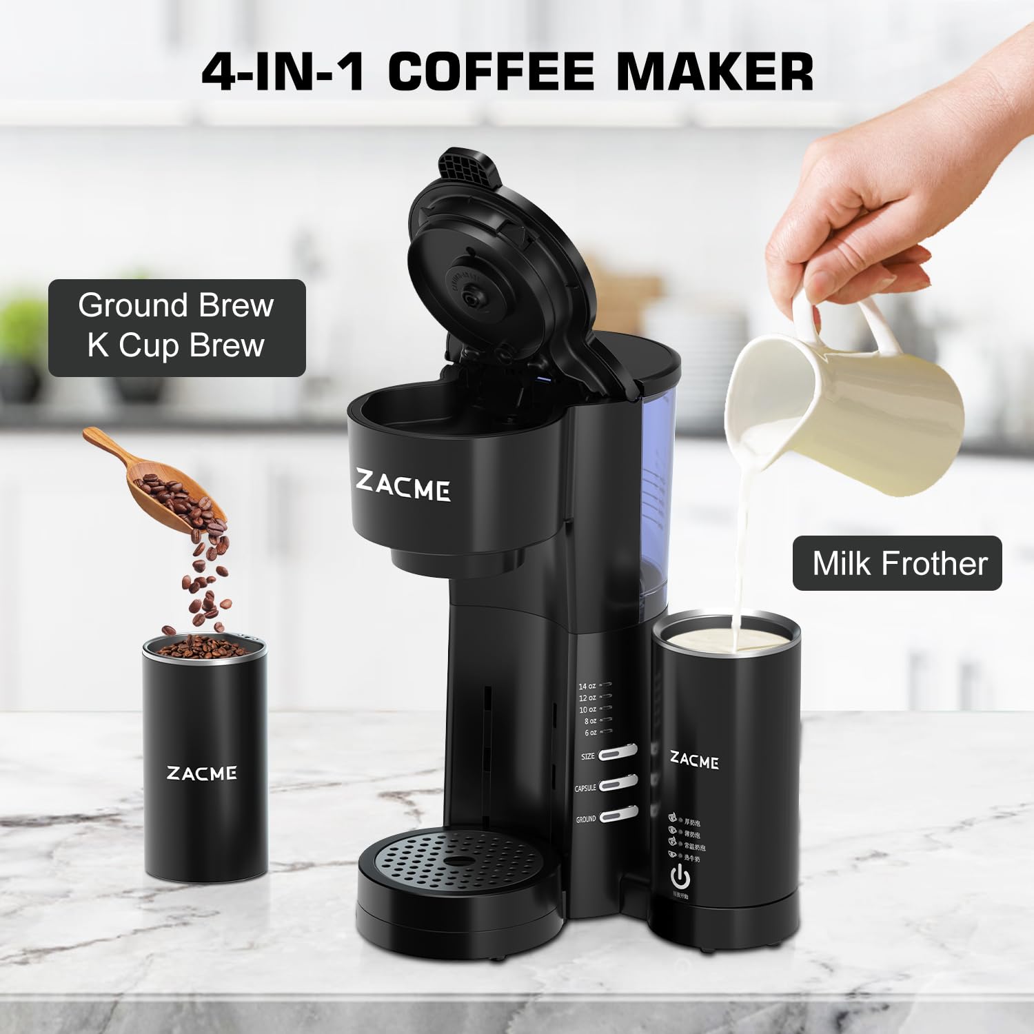 ZACME brew in about 60 seconds for a hot, ready-to-drink cup.