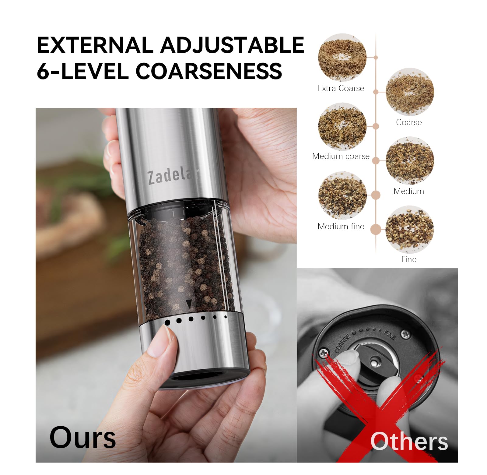 Zadelar 95ml capacity chamber keeps pepper ready for cooking.