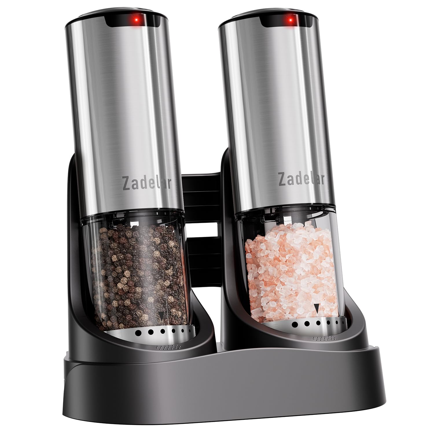 Zadelar electric grinder with charging dock enables convenient two-in-one charging.