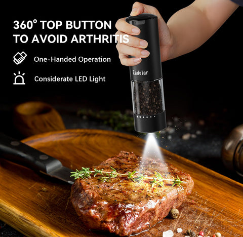 Zadelar external coarseness dial lets you tailor grind size for perfect seasoning.