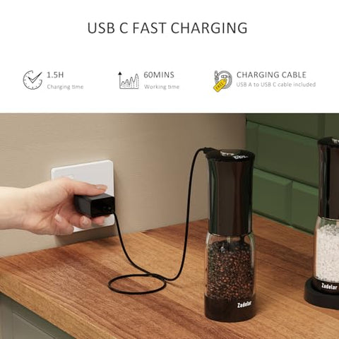 Zadelar pepper grinder with LED light for table side seasoning