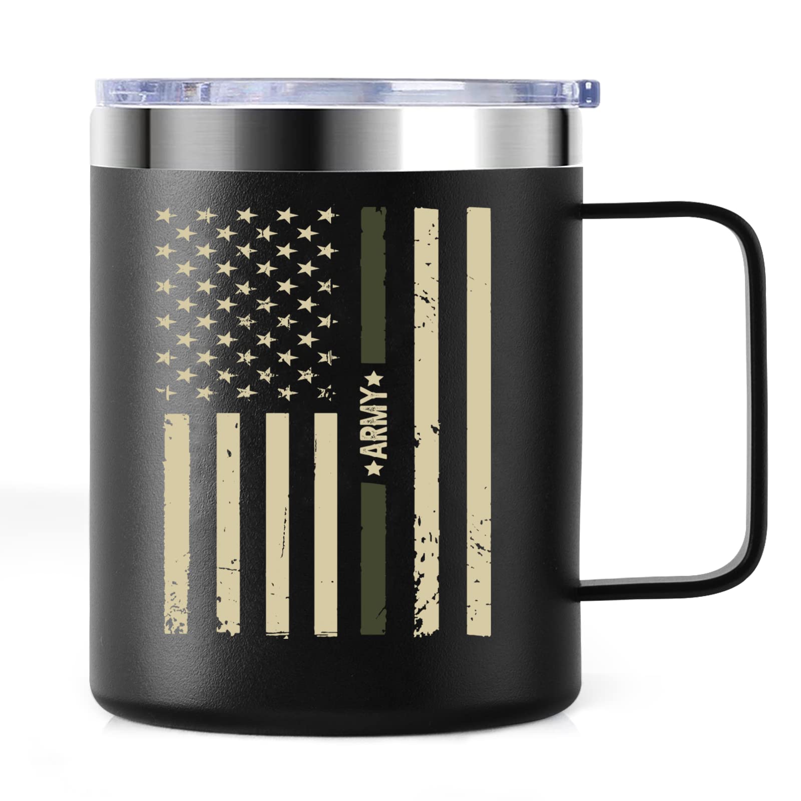 ZAHUOMUG veteran gifts mug front view showing durable stainless steel for daily coffee