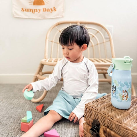Zak Designs Harmony Bluey bottle lid and integrated handle for portable hydration