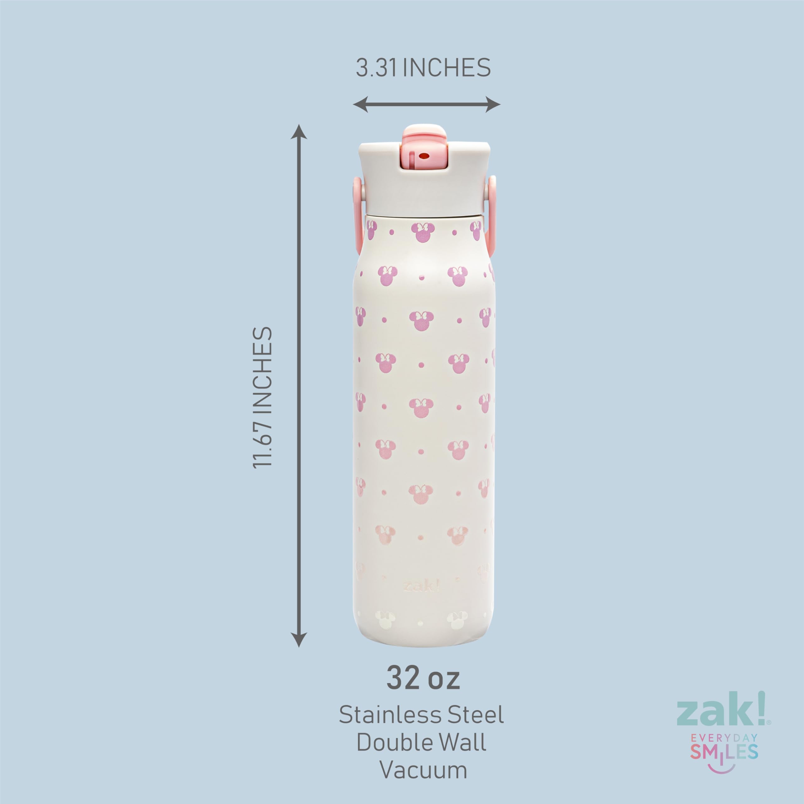 Zak Designs Minnie Mouse hydration bottle promotes reusable everyday hydration.