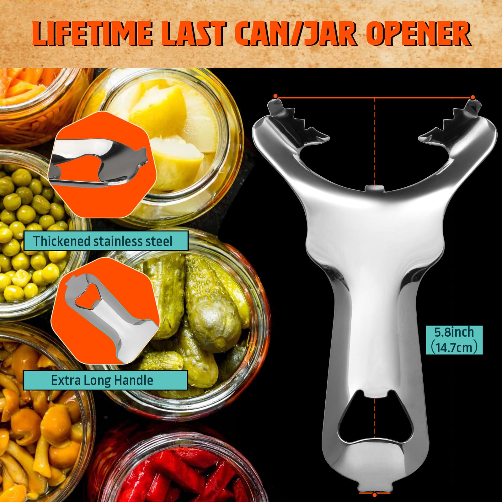 Zakdbbry canning lid tool fits jars of all sizes.