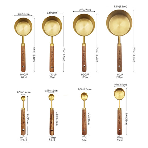 Zalaxt gold measuring set engravEd markings for US and metric accuracy