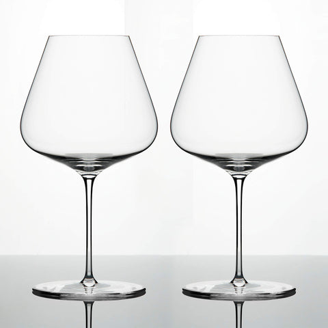 Zalto Denk'Art Burgundy red wine glass set enhances balance for refined tastings.