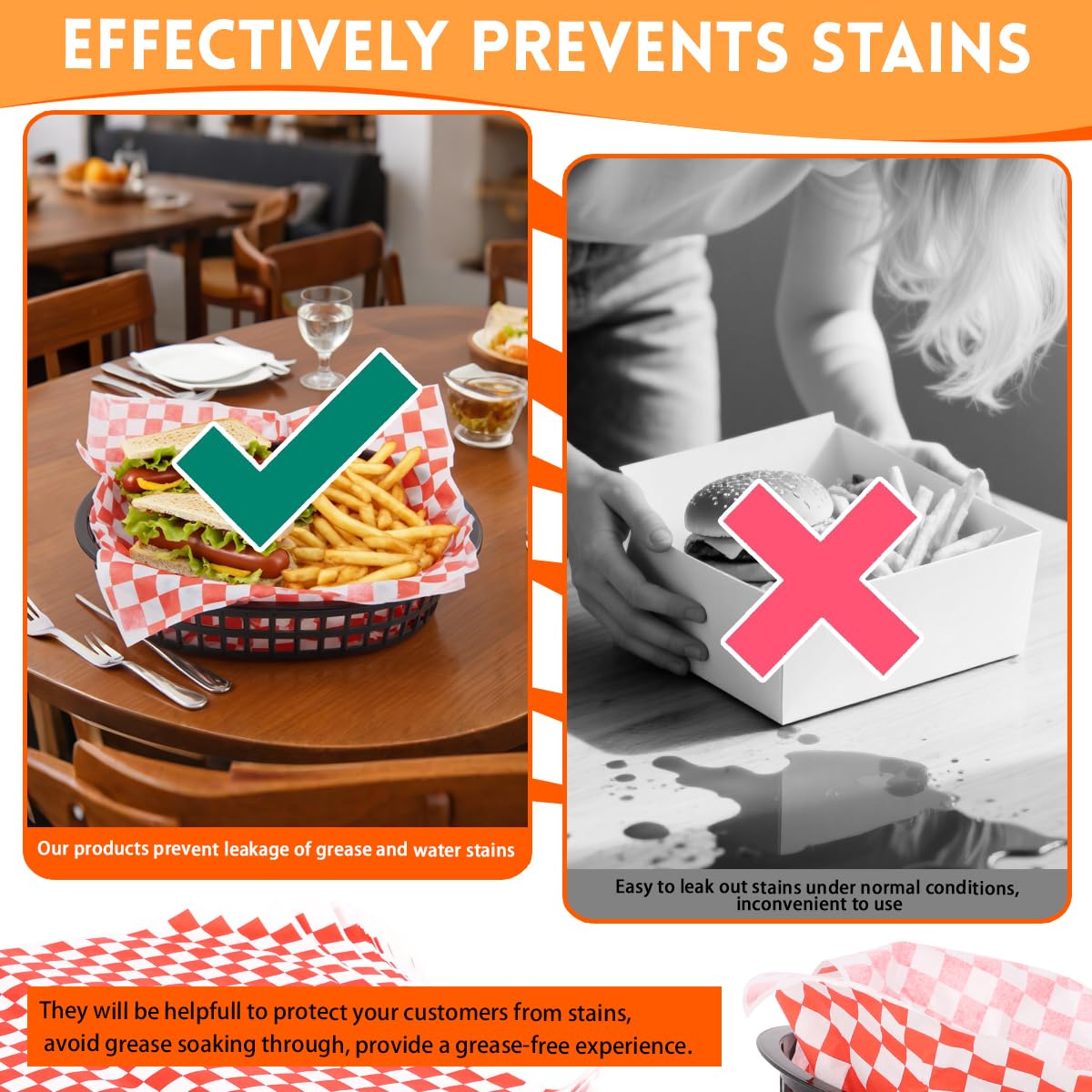 Zandfelo liners protect surfaces and keep meals grease-free.