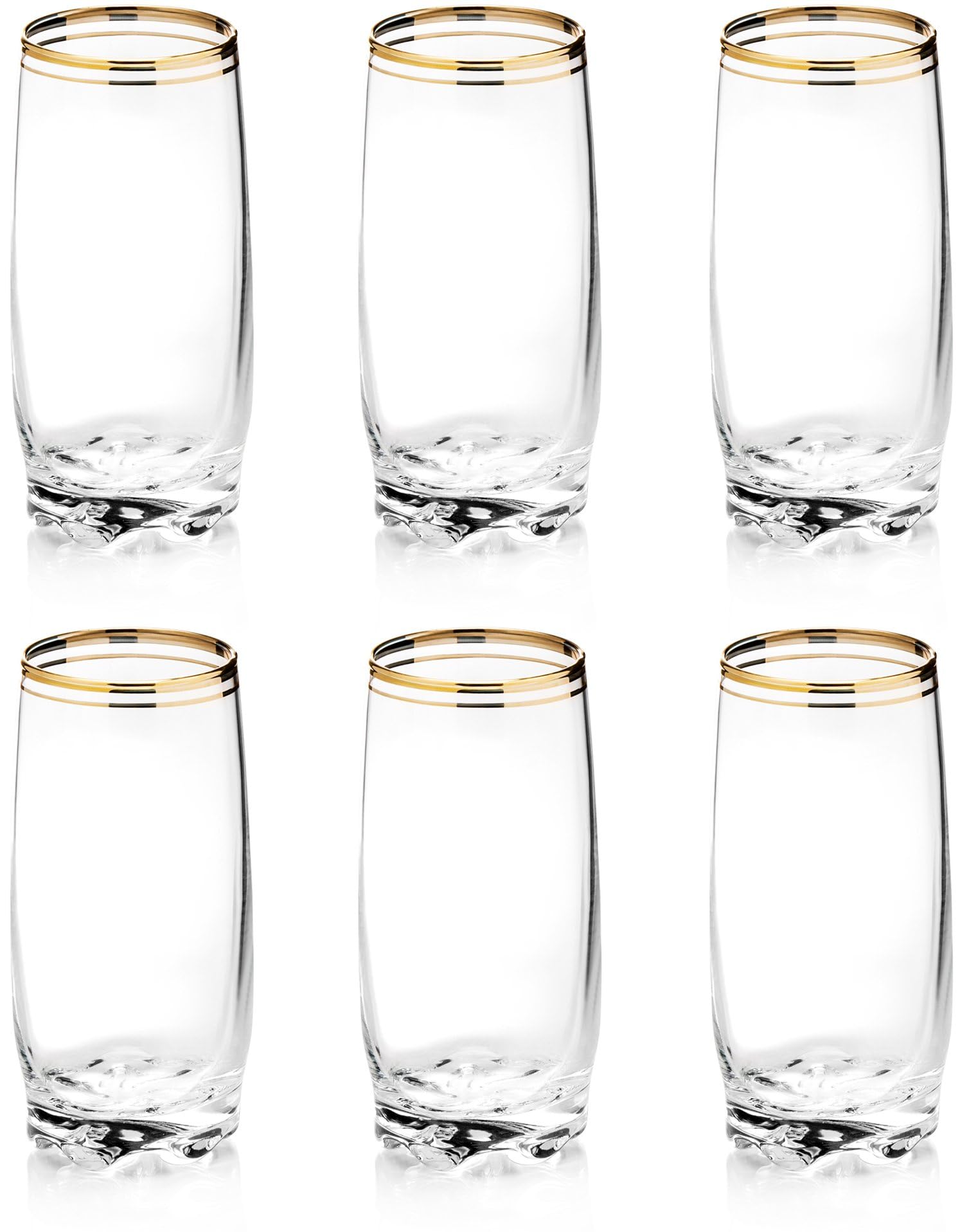 Zanzer gold glass cup with rim detail for elegant table setting