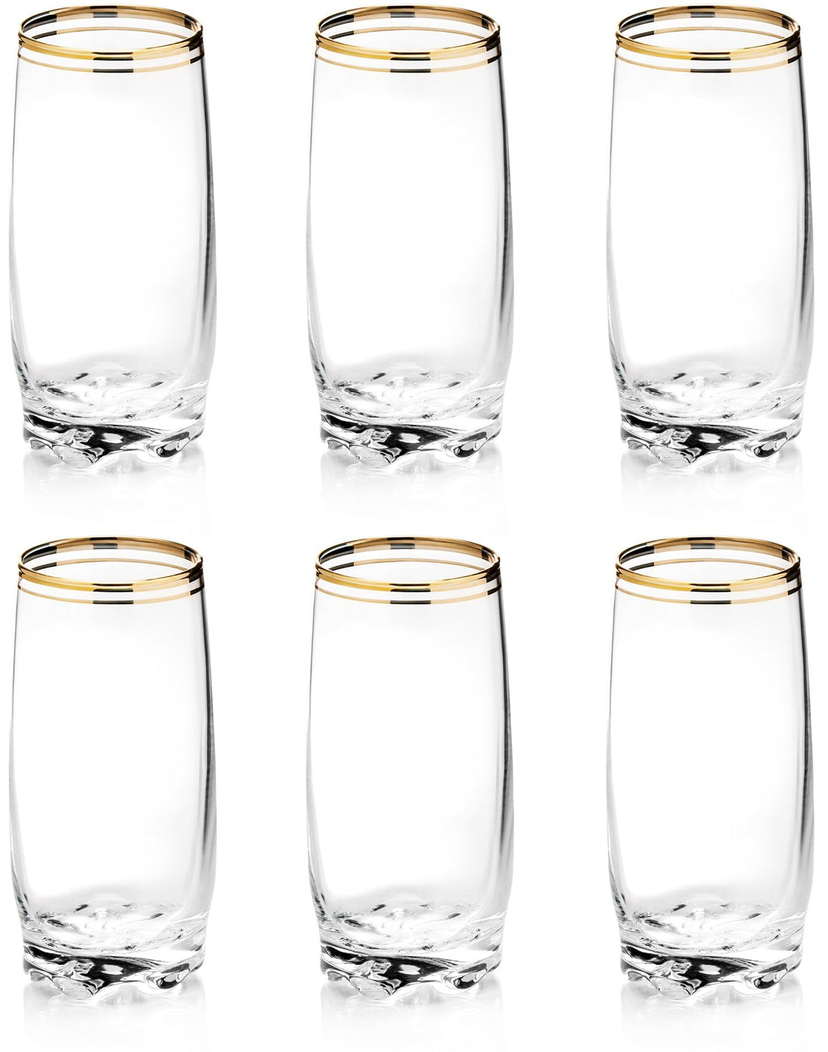 Zanzer gold glass cup with rim detail for elegant table setting