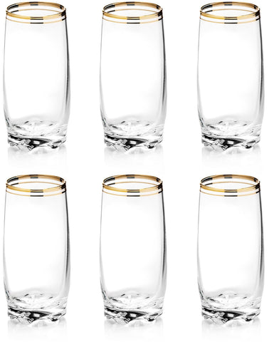 Zanzer gold glass cup with rim detail for elegant table setting