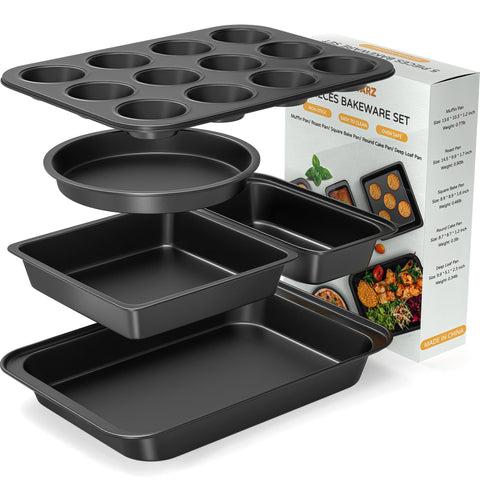 Zapstarz 5-Piece Baking Pans Set with deep roasting pan for versatile baking