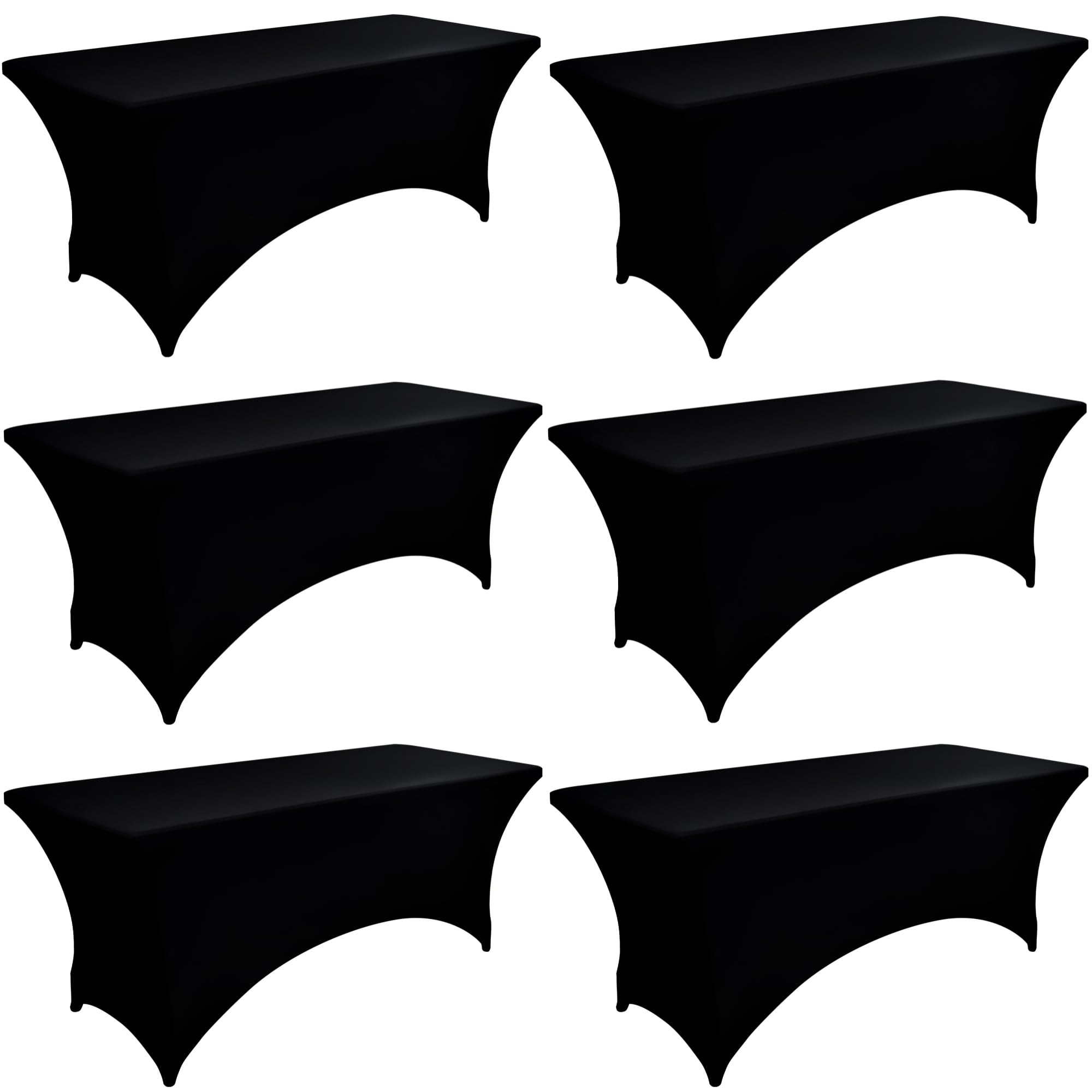 ZarzaaSik 6ft black spandex table cover on a folding table for a sleek, smooth surface.