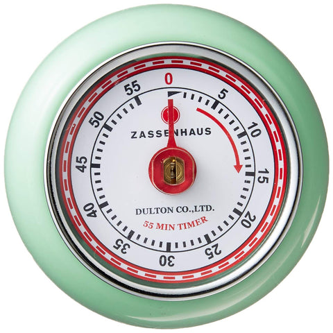 Zassenhaus mint-green timer with a strong magnet on a metal surface.