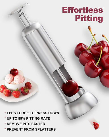 Zattic Cherry Pitter holds large and small cherries for versatile pitting
