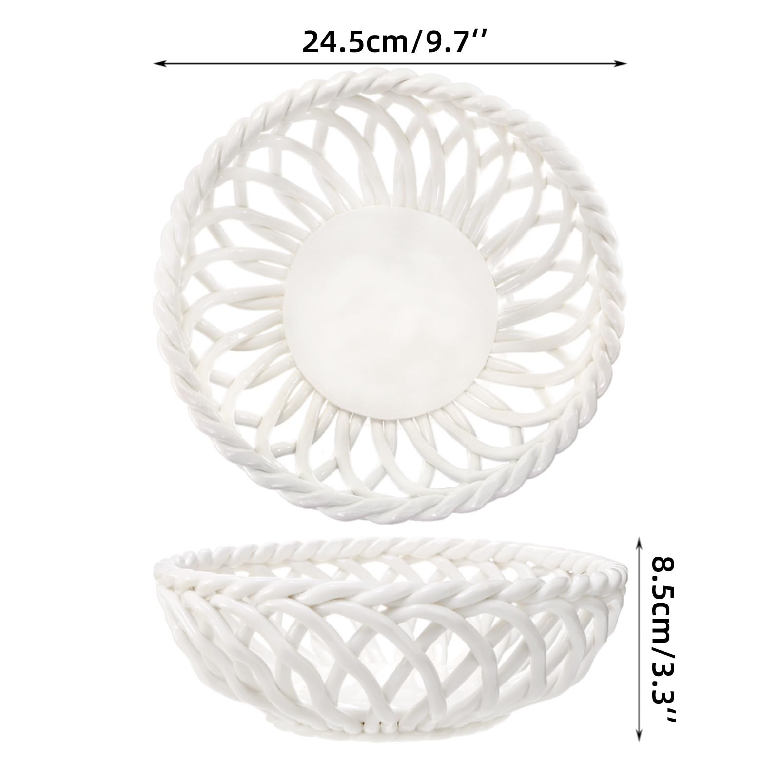 ZAVOOS large fruit bowl 9.7-inch diameter provides ample display for fresh produce.