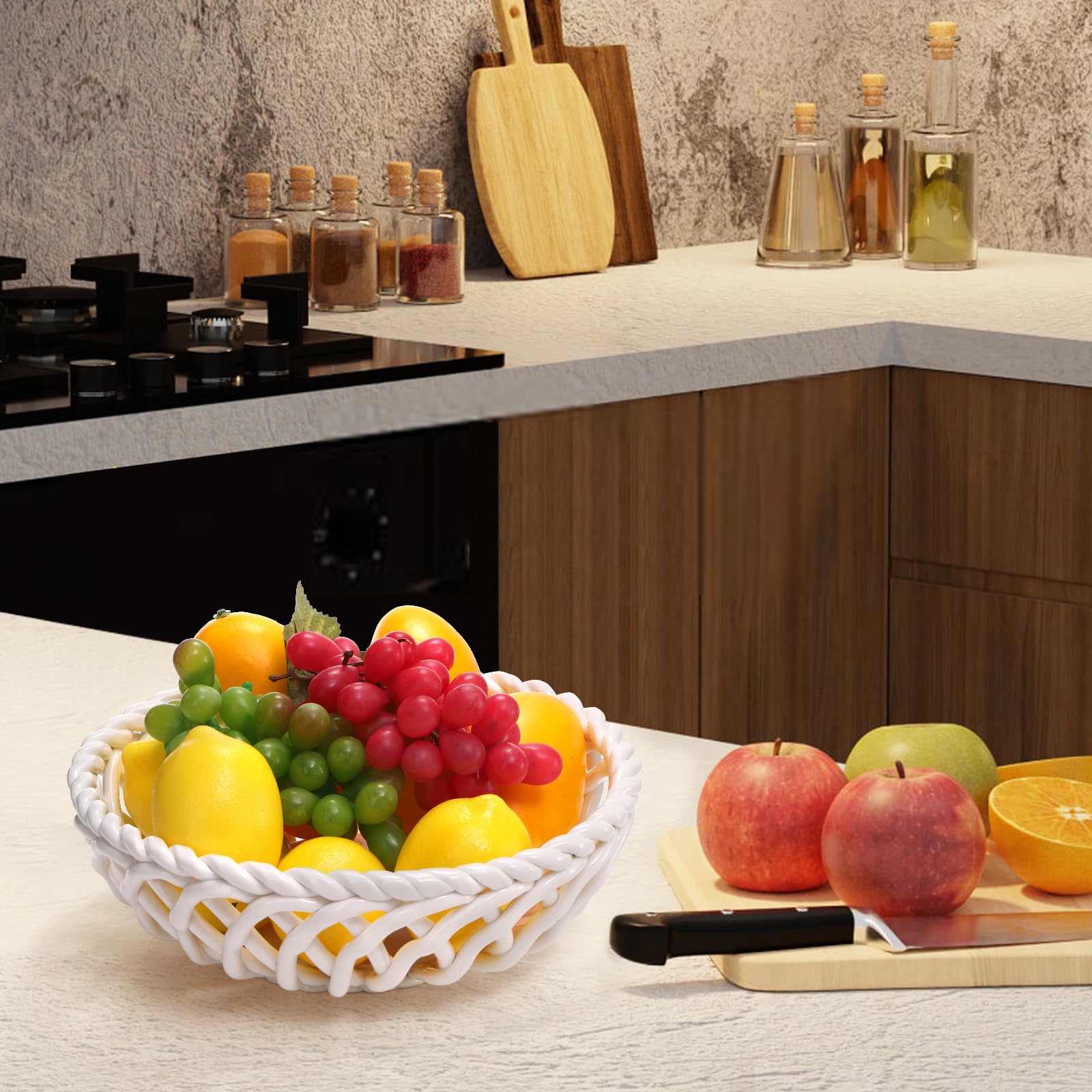 ZAVOOS multi-functional ceramic basket doubles as storage and table centerpiece.