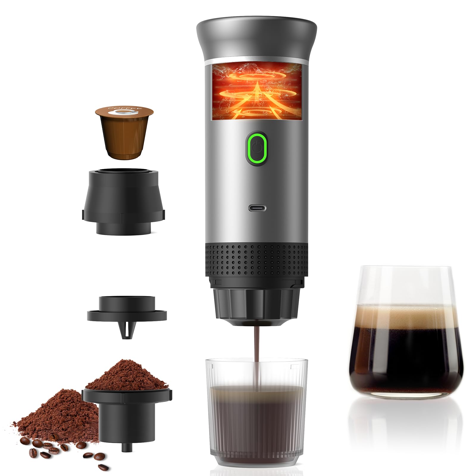 Zcyge portable espresso maker pours espresso with crema on the go