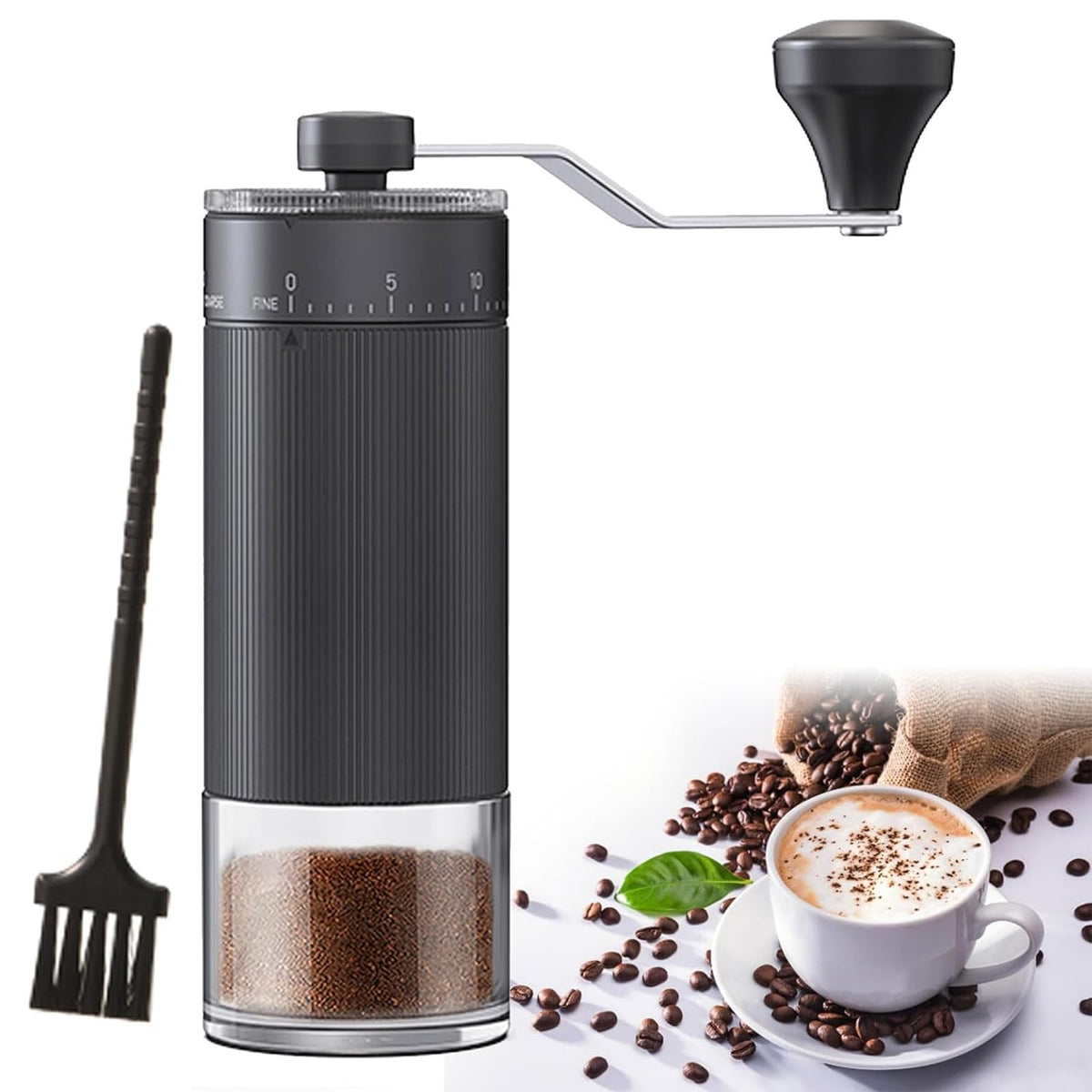 ZDFRBJG portable manual coffee grinder with compact design for easy travel.