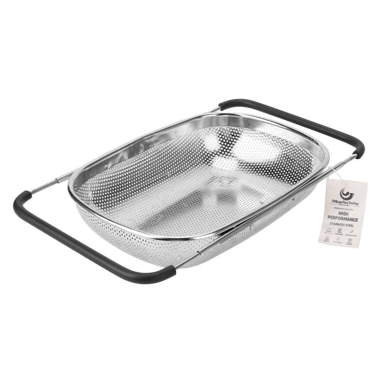 ZDRongZhen over-sink colander with dense holes for quick washing and draining.