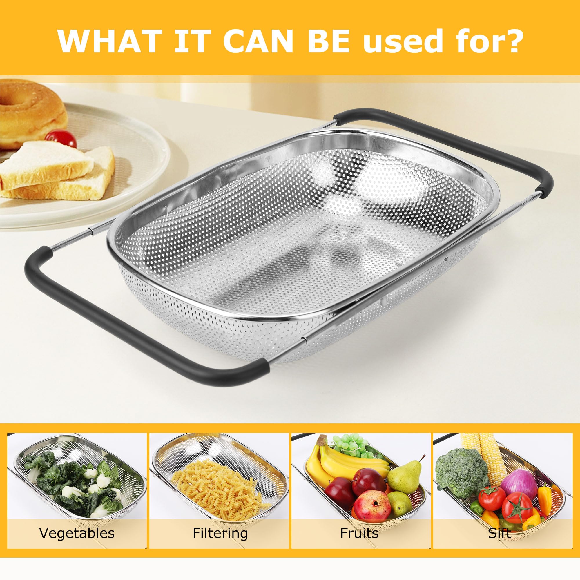 ZDRongZhen sink drainer helps rinse pasta and drain water efficiently.