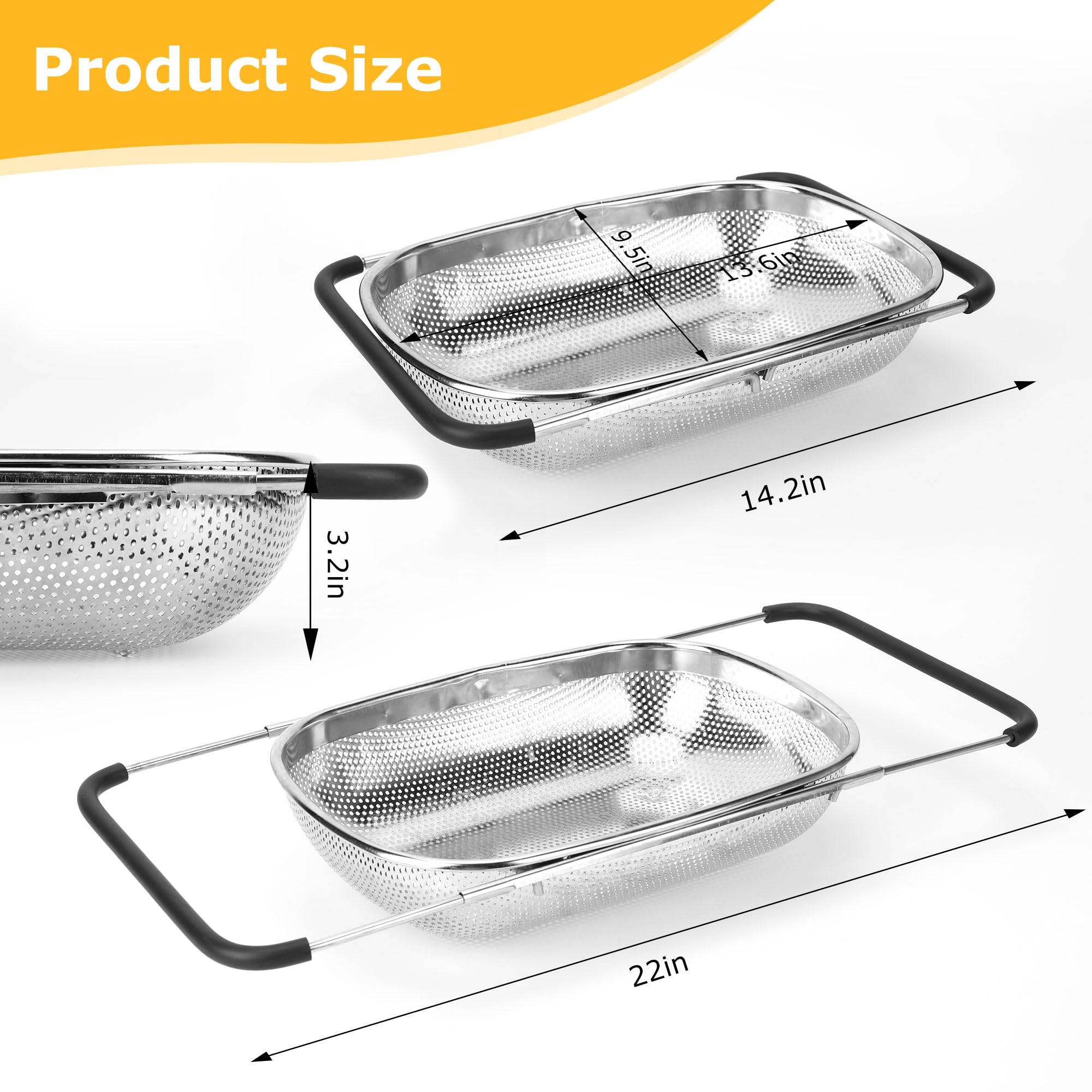 ZDRongZhen stainless steel colander offers durable large capacity for produce.
