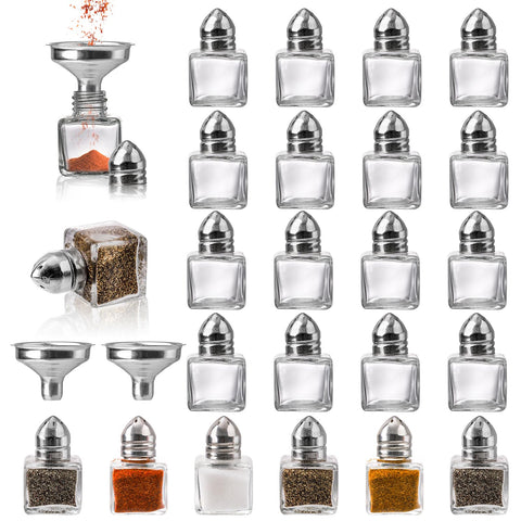 ZEAYEA 24-pack mini glass shaker cubes with lids, ideal for table service.