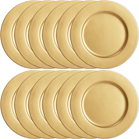 ZEAYEA gold charger plate arranged with the main course plates creates a complete place setting.