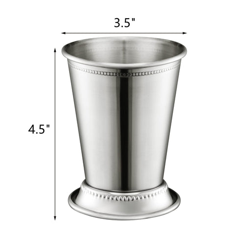 ZEAYEA stainless steel cups with beaded trim viewed from the side for elegant gatherings.