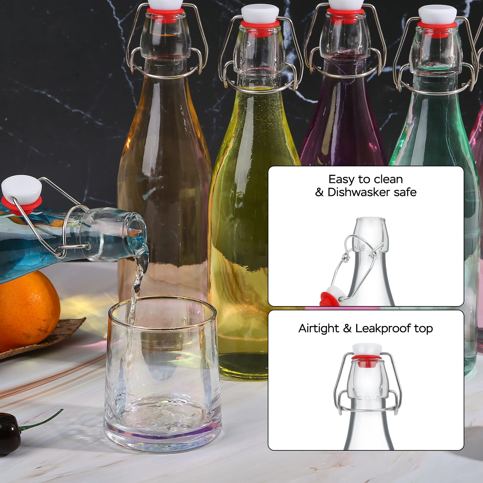 ZEBEIYU 32oz bottle storage for oils and vinegars with secure seal