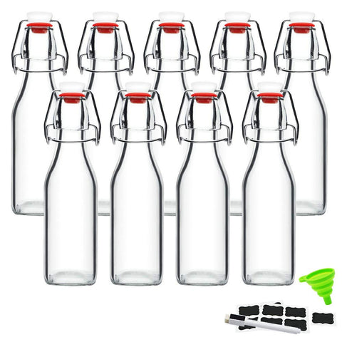 ZEBEIYU swing-top 8oz bottle with closed cap for airtight storage.