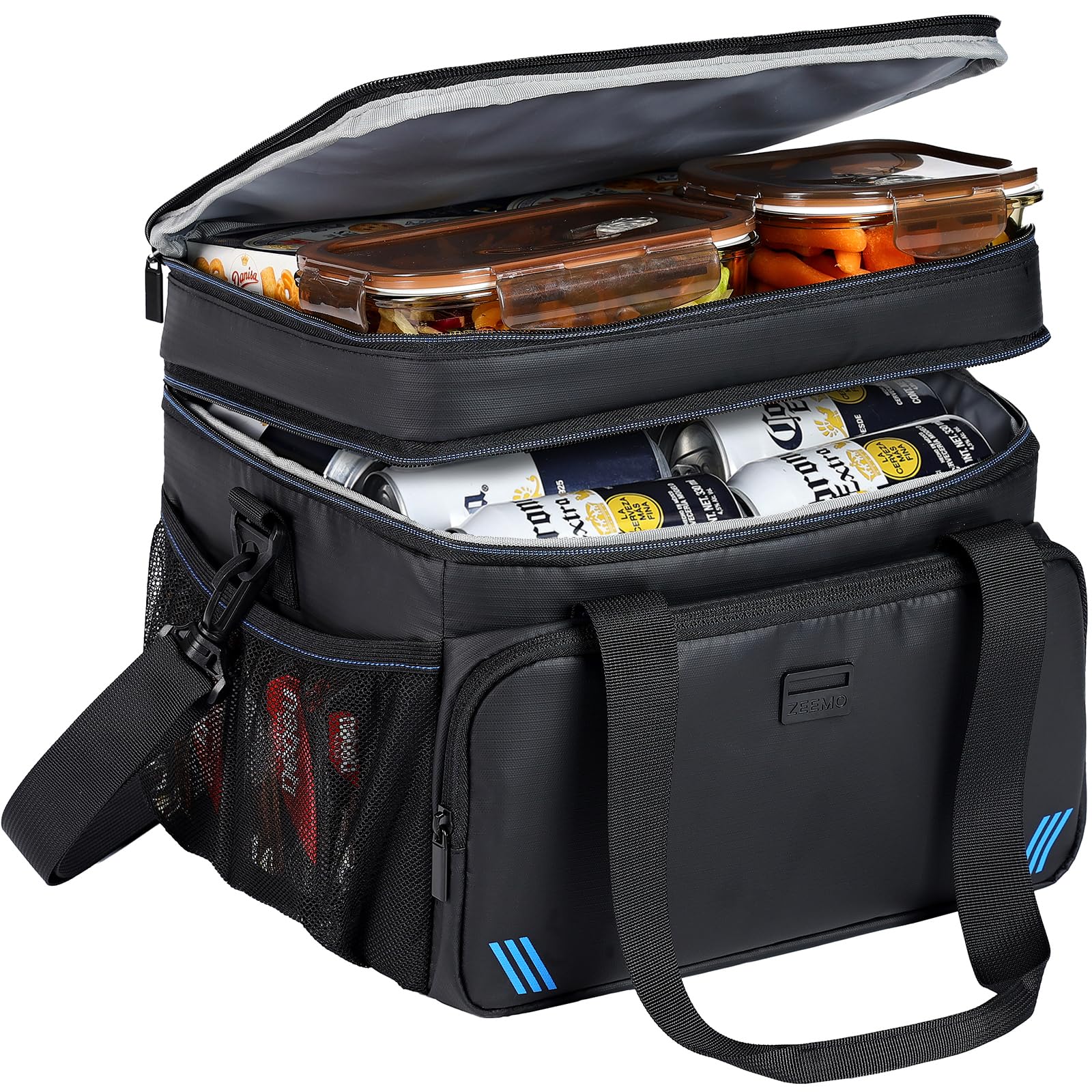 ZEEMO Soft Cooler Bag in black, closed top view, keeps meals organized for daily commutes.