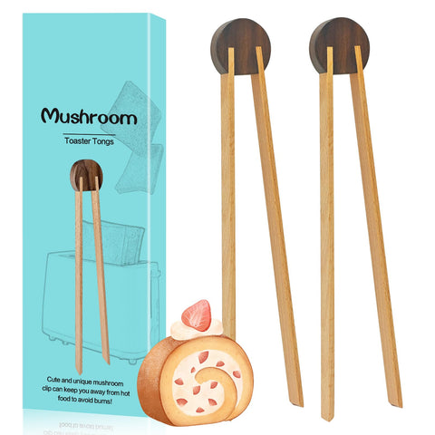 Zeikiwe mushroom-shaped tongs in use for toast and pastries, easy to grab and turn