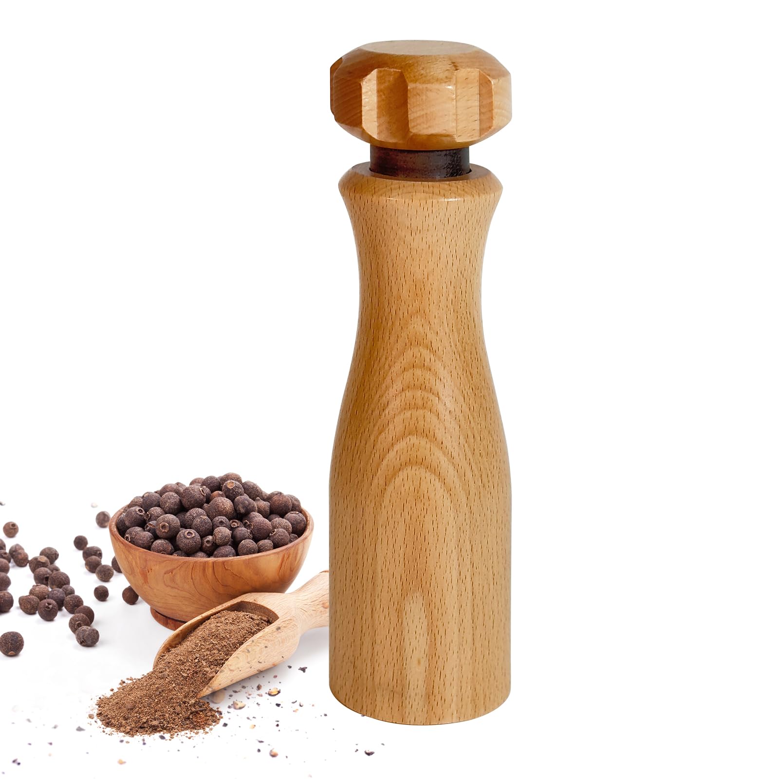 Zeikiwe wooden pepper grinder with gear-knob for a comfortable grip