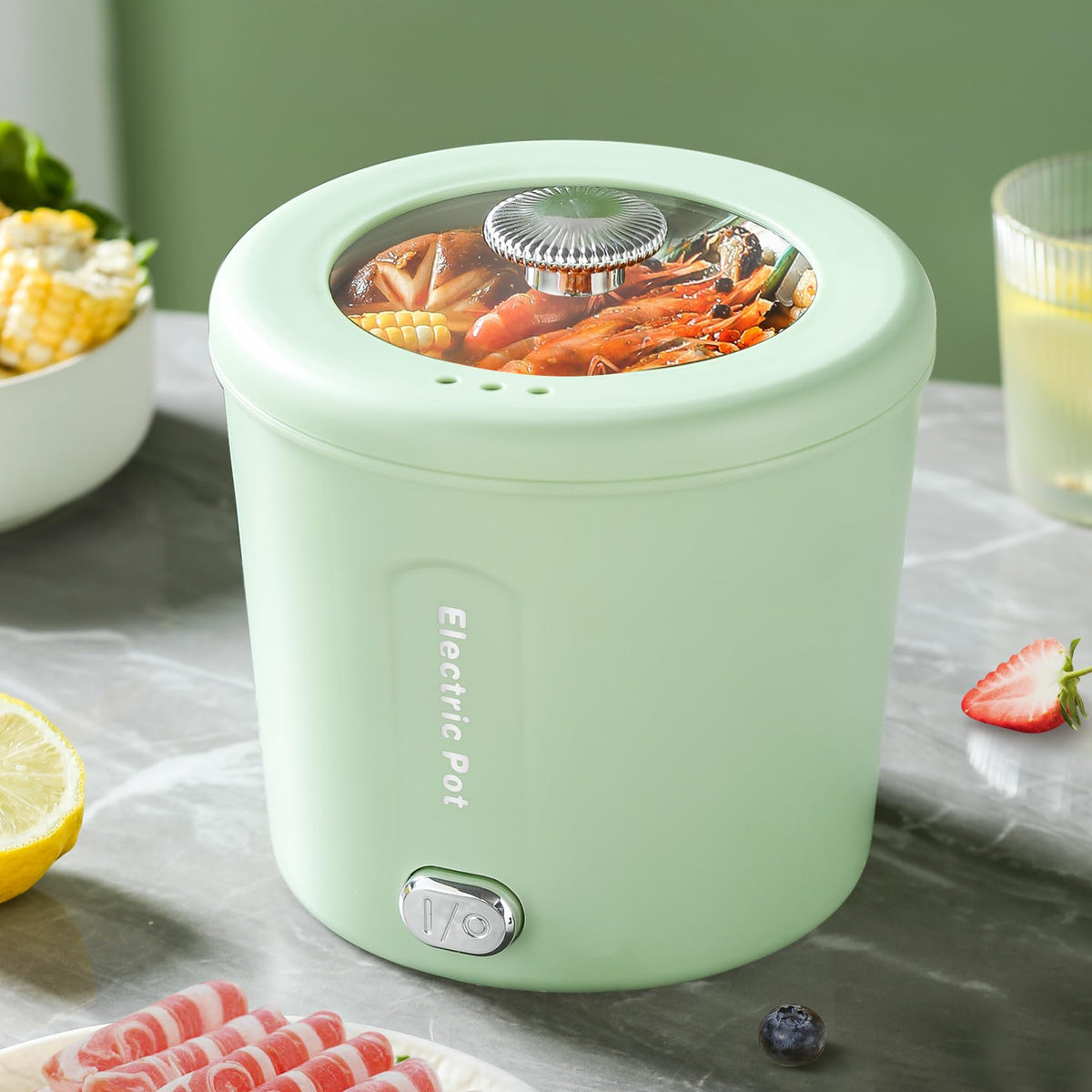 Zelarca 1L mini hot pot capacity for solo meals and quick reheats.