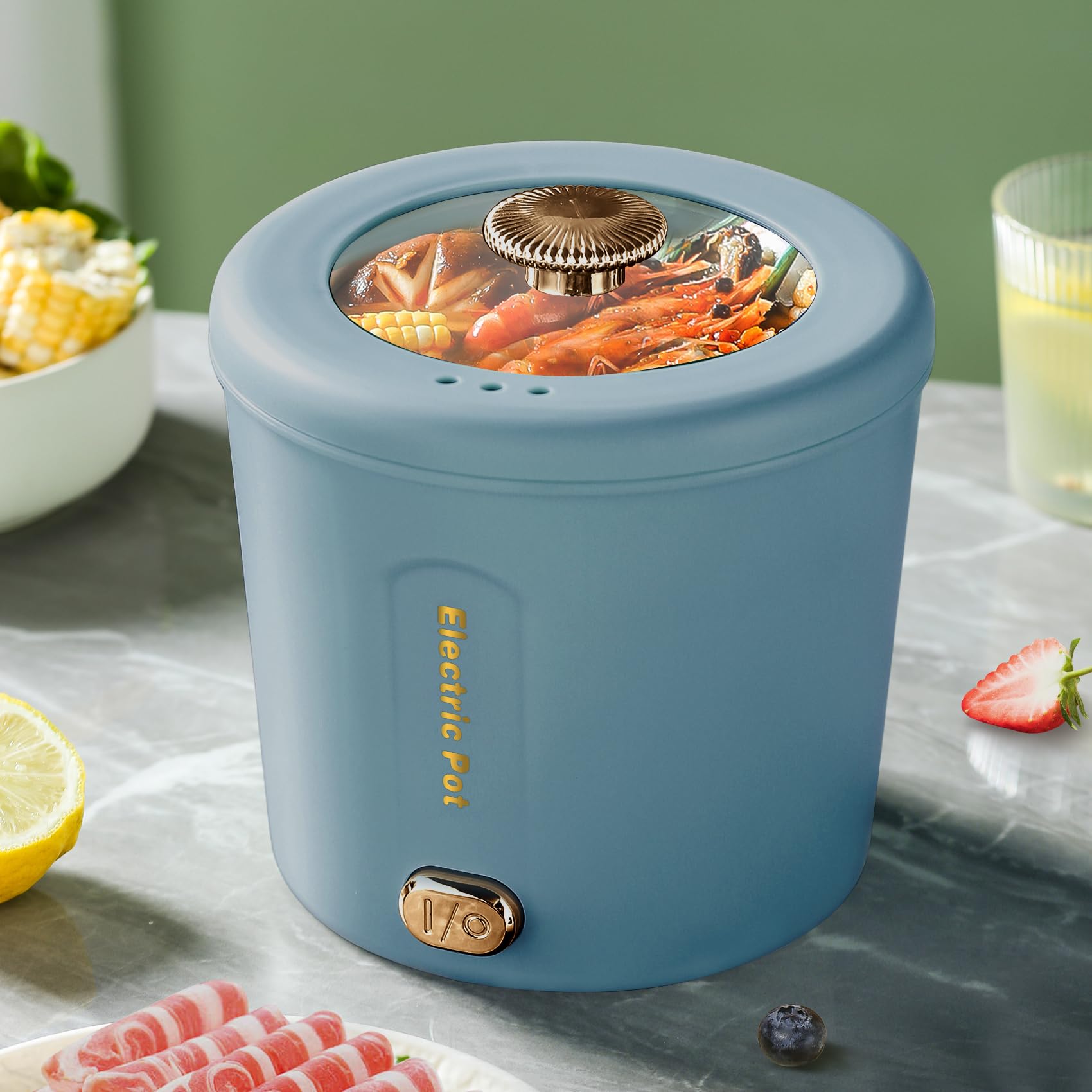 Zelarca hot pot 1L with lid closed for quick home meals