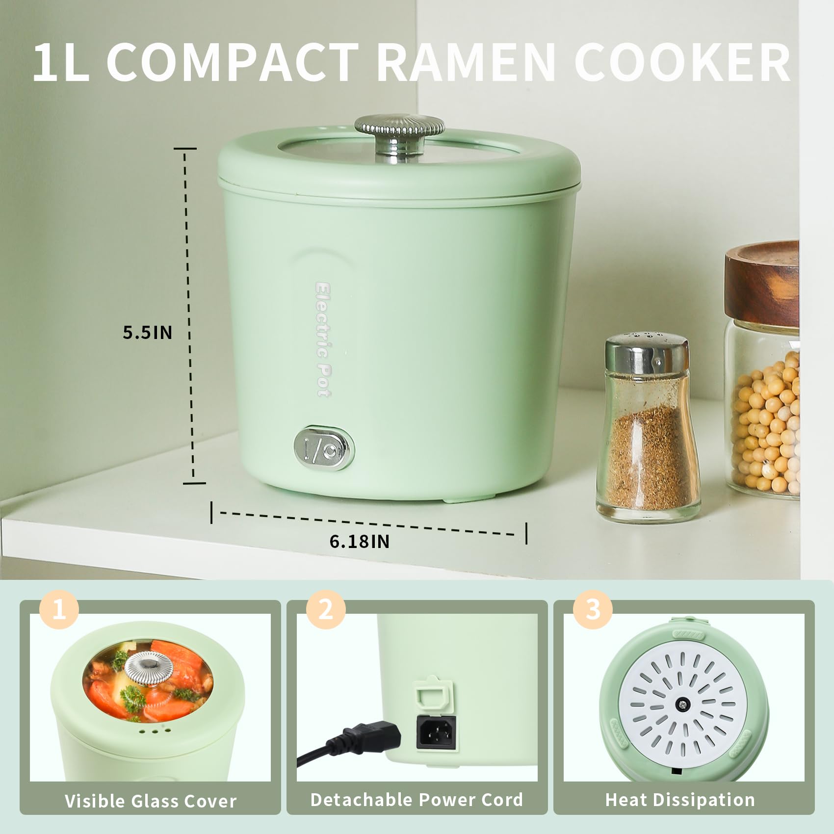 Zelarca overheat and boil-dry safety keeps cooking worry-free.