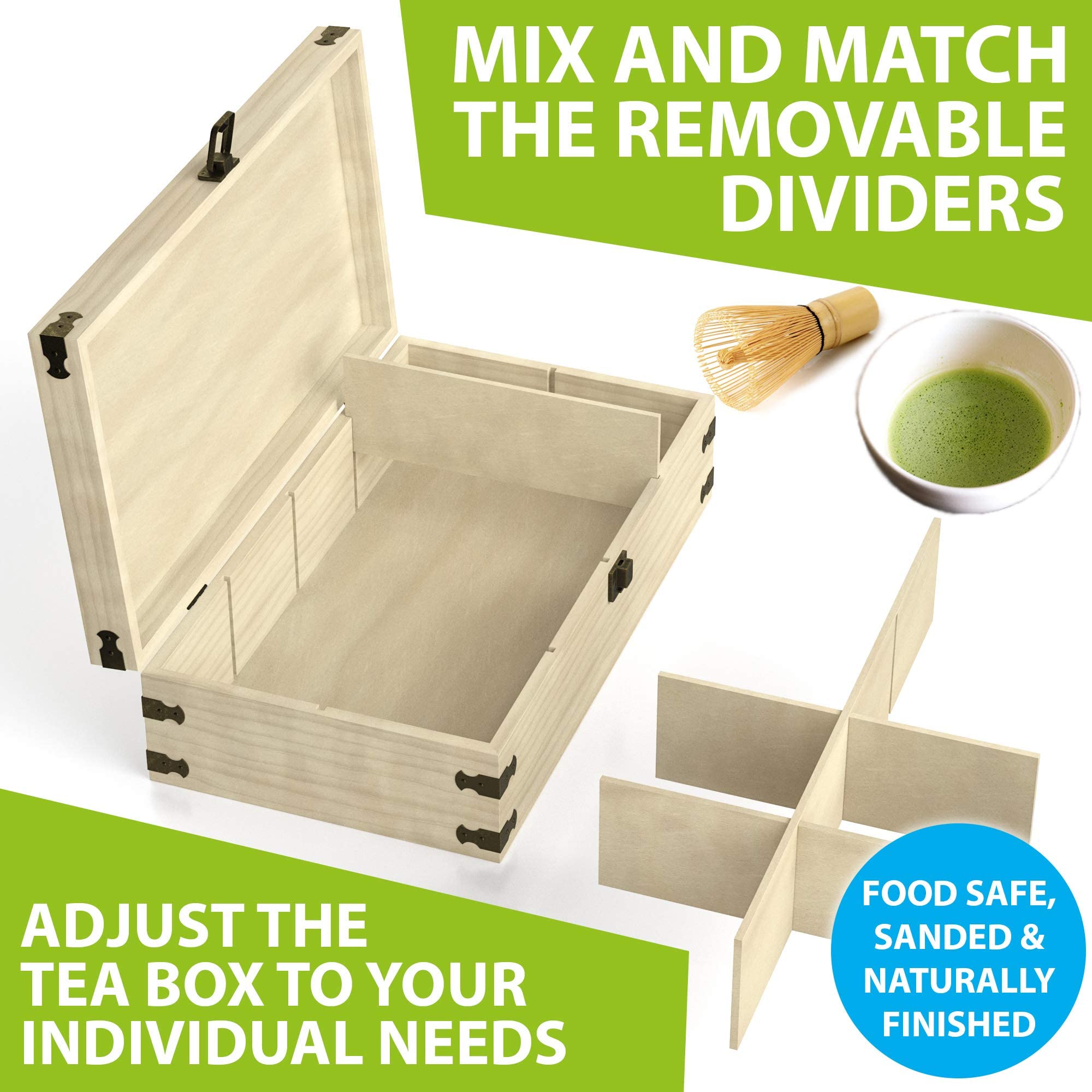 Zen Earth Inspired handmade tea chest showcases natural pine beauty and artisan quality.